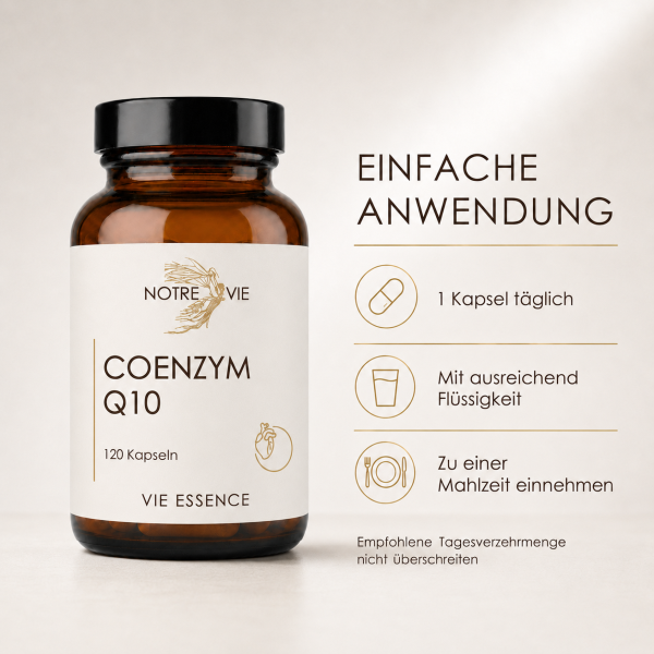Preview: Braunglasdose der Notre Vie Coenzym Q10 100 mg Kapseln, 120 Stück, Clean Label und Made in Austria-4